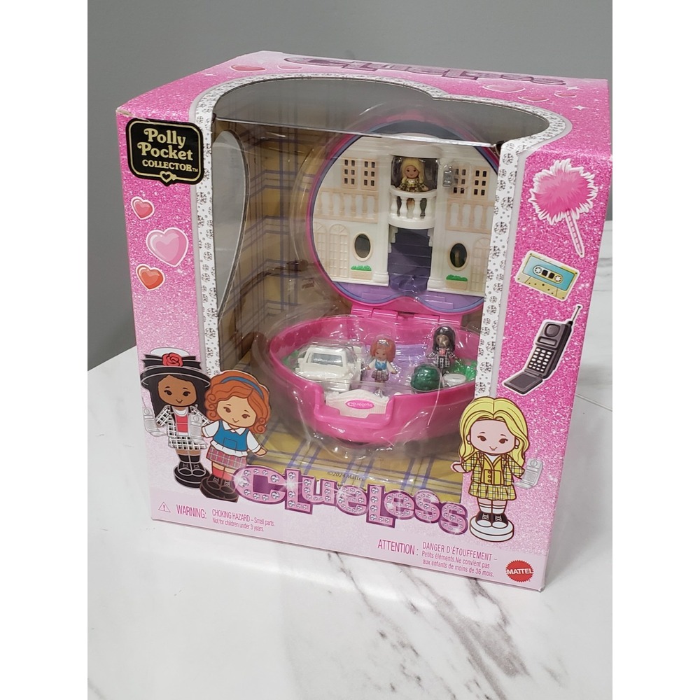 NEW Clueless x Polly Pocket Collector Compact Dolls Playset Car Hat Phone